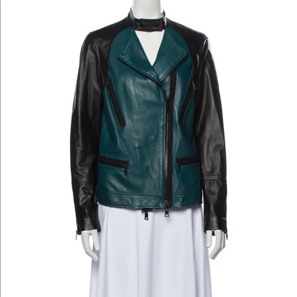 Robert Rodriguez teal and black leather jacket - Picture 3 of 11